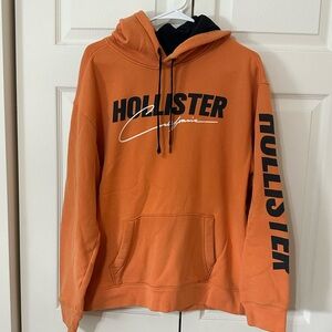 Hollister Men's Bold Orange Hoodie